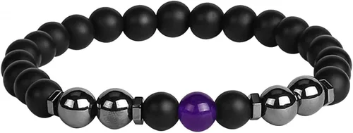 Vista 2 de Tobillera de obsidiana negra para mujeres y hombres, pulsera adelgazante de chakras, pulsera antihinchazón, ajustable, piedra curativa, regalo