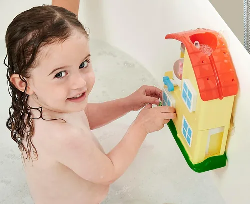 Vista 7 de TOMY Toomies Peppa Pig House Set de Juguetes de Baño – Centro de Actividades para Bañera de Niños Pequeños con Ventosa – Juguetes de Baño para Bebés