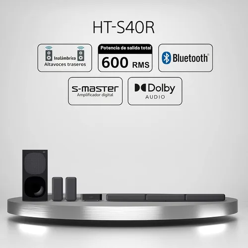 Vista 2 de Sony HT-S40R Sistema de Barra de Sonido de Cine en Casa 5.1ch, negro