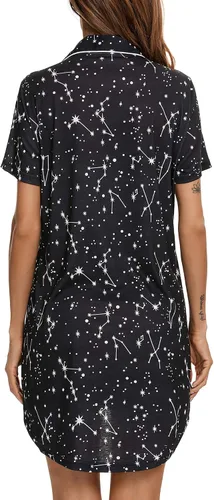 Vista 4 de Camisones para mujer, suave, con botones, de manga largacorta, para dormir, tallas S-XXL