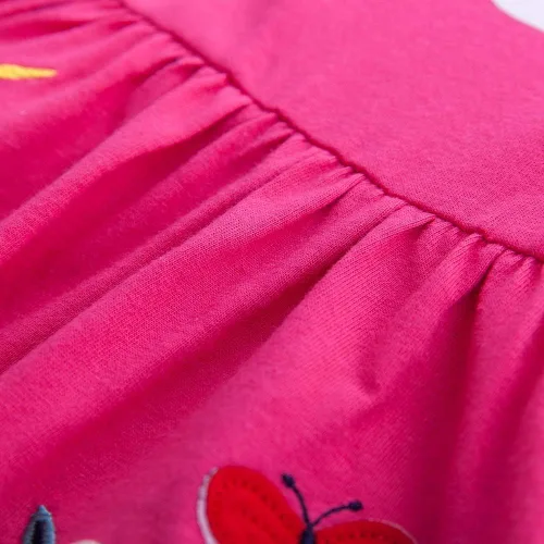 Vista 6 de JUXINSU Vestidos de algodón de manga larga con diseño de arco iris y flores para niñas de 3 a 8 años, Arcoiris (Rainbow)