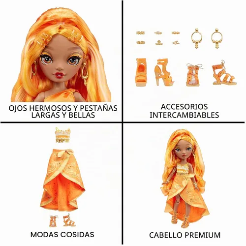 Vista 5 de Muñeca de moda Rainbow High - Meena Fleur (Oro Azafrán)