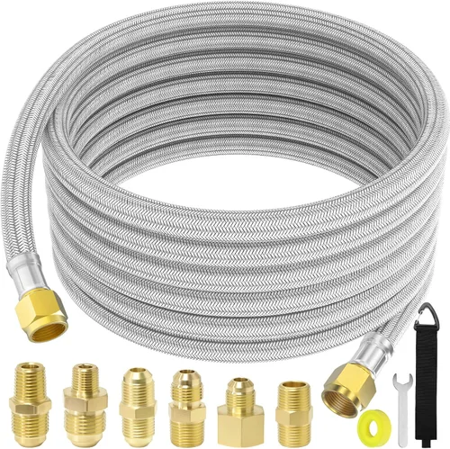 Vista 10 de MEFUN Extensión de manguera de propano trenzada de alta presión de 6 pies con acoplamiento de conversión de 3/8 pulgadas a 1/2 pulgadas NPT hembra