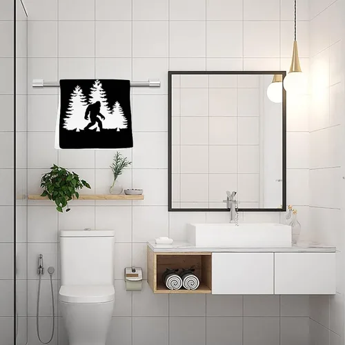 Vista 4 de Bigfoot - Toalla de mano con diseño de árboles y bosques, toalla de baño suave y agradable a la piel para mujeres, hombres, niños, adultos