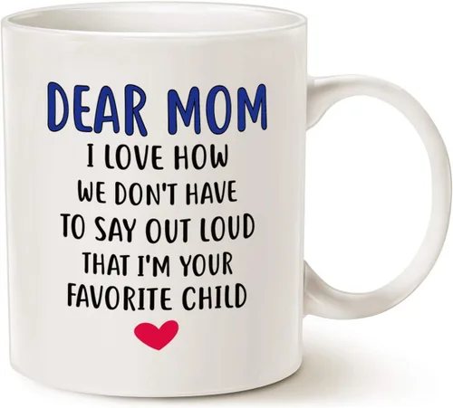Vista 4 de MAUAG Taza de café divertida para el día de la madre para mamá, querida mamá, gracias por ser... amor, tus mejores regalos favoritos para la taza