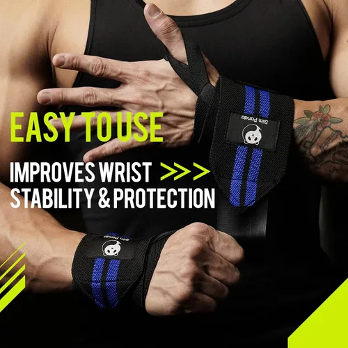 Vista 2 de Wrist Wraps for Powerlifting & Weightlifting - Adjustable 18" Straps with Thumb Loops Heavy Duty Wrist Support for Deadlift, Bench Press, Squats