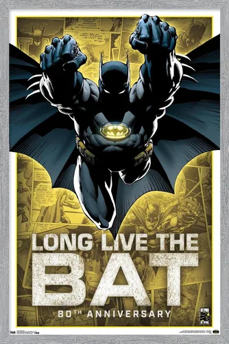 Vista 12 de Trends International DC Comics Batman - Póster de pared del 80 aniversario, 14.725 x 22.375 pulgadas, versión enmarcada de madera de granero Versión