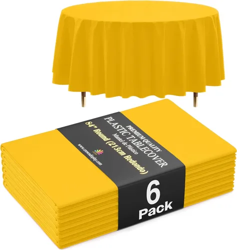 Vista 59 de Exquisite 66% Thicker Premium Aqua Round Tablecloth 0.5 Mil 6 Pack Plastic Table Cloth Disposable 84 Inch Round Plastic Tablecloth Won't Tear Easily