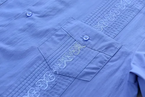 Vista 3 de MAXJON Camisas de guayabera para hombre, camisas cubanas de manga corta