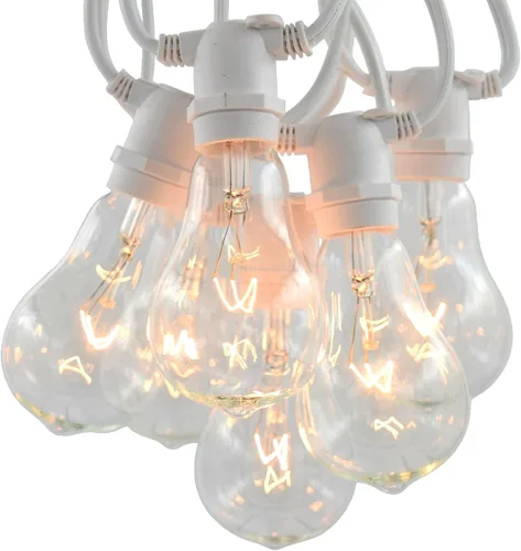 Vista 8 de Hometown Evolution, Inc. Cadena de luces Edison vintage de grado comercial para exteriores (PS50 transparente, cable negro comercial, 25 pies)