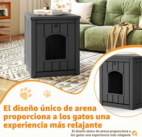 Vista 6 de VIXZEN Casa para gatos al aire libre resistente a la intemperie, diseño de mesa auxiliar multifuncional, casas para gatos con garra para gatos al
