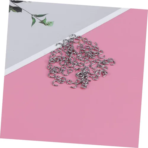 Vista 6 de 100 ganchos de acero inoxidable en forma de S, conectores de metal versátiles para manualidades, joyería colgante, llaveros y organización del hogar