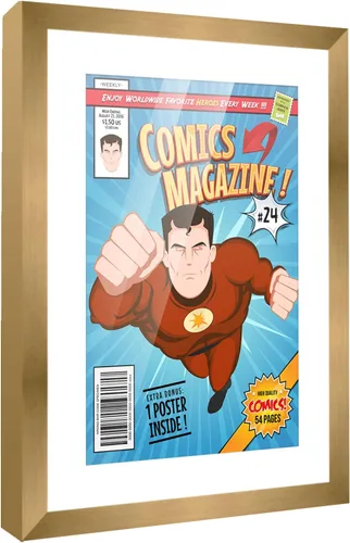 Vista 95 de Poster Palooza Marco de cómic con paspartú para 1 cómic de la Edad de Bronce publicado entre 1970 y 1985, marco de cómic negro para cómic de 7.25 x