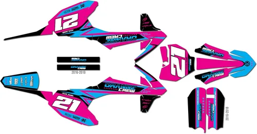 Vista 7 de Kit de gráficos para Ktm 50SX (2020-2023) Serie OG-CREW Cyan 09 Mil - Adhesivos para motocicleta Dirt Pit Bike Motocicleta, accesorios de motocross