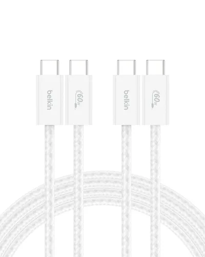 Vista 23 de Belkin Cable USB C a USB C, 3.3 pies, 60 W, cargador tipo C, cable de carga para iPhone, suave, trenzado, flexible para iPhone 16, Galaxy S25, Pixel