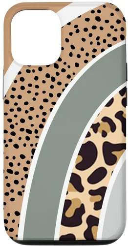 Vista 28 de Boho Burnt Orange Half Rainbow with Dotted Pattern Leopard Case for iPhone 17