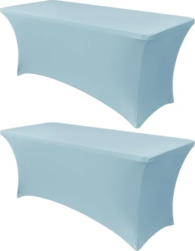 Vista 30 de Obstal Funda de mesa de elastano elástica de 4 pies para mesas plegables estándar, paquete de 2 manteles rectangulares universales ajustables