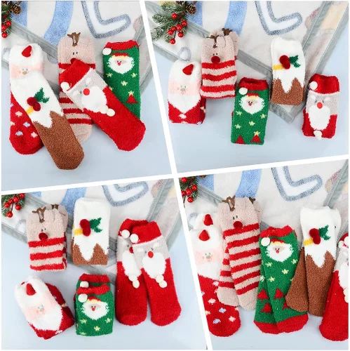 Vista 7 de SKEFOLI Cat Paw Socks, 5 Pairs Cat Claw Socks for Girls Women Cozy Fuzzy Cat Feet Socks
