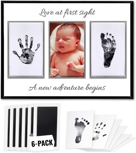 Vista 16 de Kit de manos y huellas sin tinta, placa de recuerdo de bebé y regalos de baby shower, ideal como regalo de mamá, marcos de fotos para guardería, kit
