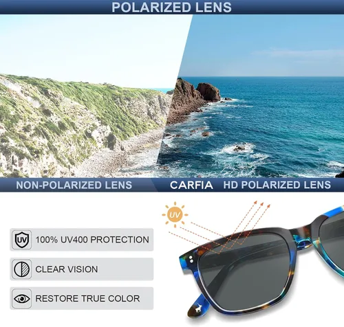 Vista 69 de Carfia Chic - Lentes de sol polarizados para mujer, protección UV400, marco de acetato pulido a mano