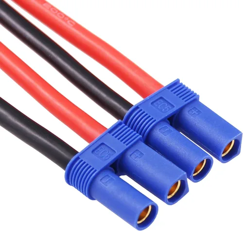 Vista 4 de Cable adaptador de conector EC5 macho a EC5 hembra con cable de extensión RC de 10 awg de 12 pulgadas/11.8 in para cargador de batería de avión RC