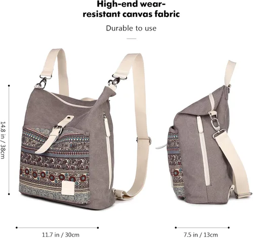 Vista 2 de ArcEnCiel Mochila de lona para mujer y niña