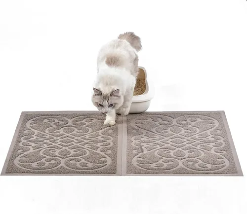 Vista 8 de PetLike - Alfombrilla que atrapa la arena cuando los gatos salen de la caja de arena, alfombrilla que pueden usar los gatos para comer, es suave