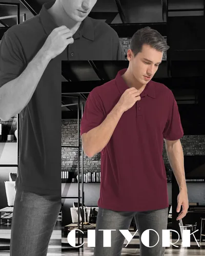 Vista 2 de Cityork Polo para hombre, manga corta, táctica, de secado rápido, informal, con cuello