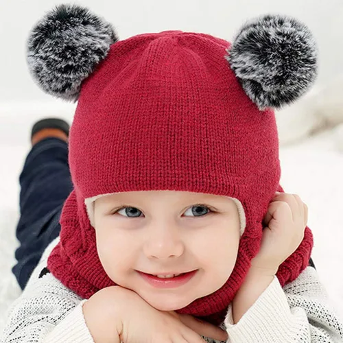Vista 13 de Invierno Earflap Hat Invierno Con Capucha Bebé Sombrero Cálido Niño Bufanda Bufanda Flap Kid Cap Knit Girl Caps Cuidado del Bebé