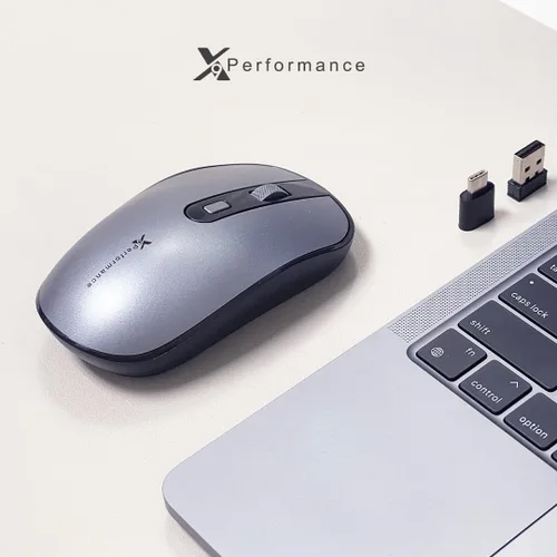 Vista 7 de X9 Performance Ratón USB C dual inalámbrico con receptor USB-A y tipo C - Multidispositivo - Ratón inalámbrico 2.4G RF USB tipo C para MacBook Gris