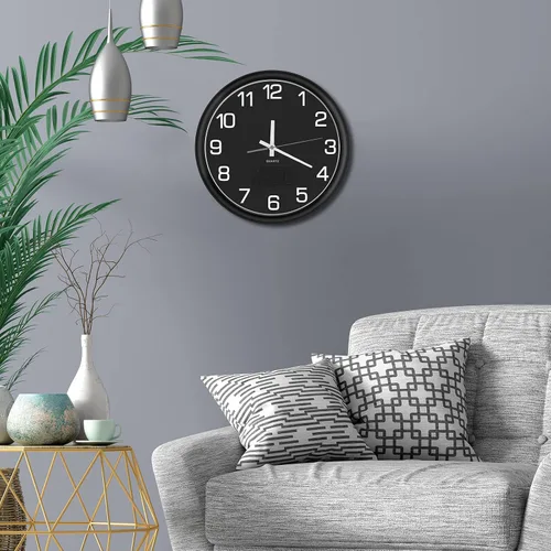 Vista 5 de Reloj de pared analógico de 12 pulgadas, silencioso, sin tictac, reloj de pared grande de cuarzo con LED nocturno, reloj de pared decorativo a