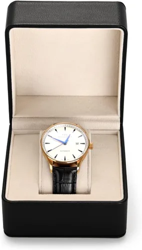 Vista 14 de Caja de regalo de reloj de cuero PU negro Premium Caja de almacenamiento de reloj individual con caja de reloj de pulsera de almohada extraíble