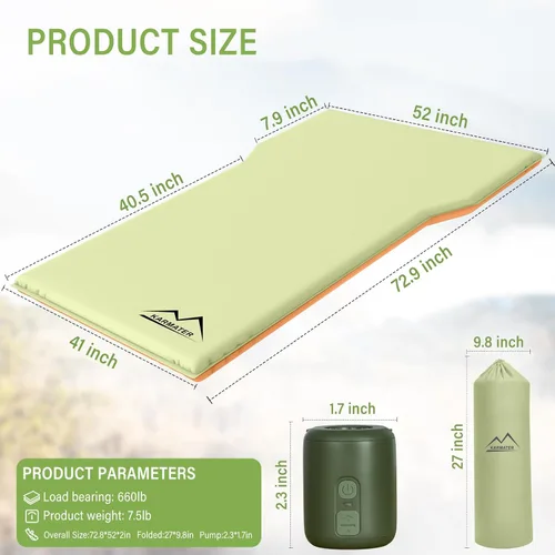 Vista 5 de Colchoneta de aire para SUV, cama de coche para acampar, colchón de camping inflable con bomba de aire, colchón de camping de espuma viscoelástica