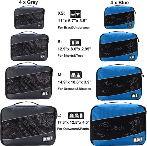 Vista 2 de Cubos de embalaje para bolsas de equipaje, accesorios de viaje duraderos con etiqueta de ropa