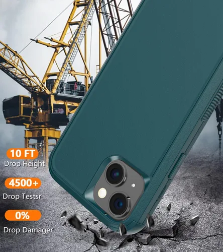Vista 3 de Diverbox Funda para iPhone 15 [a prueba de golpes] [a prueba de caídas] [protector de pantalla de vidrio templado], funda de protección resistente