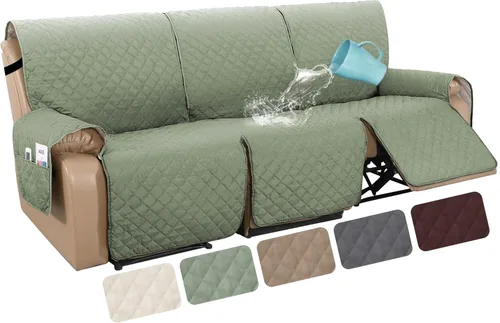 Vista 7 de H.VERSAILTEX Funda reclinable 100% impermeable de 1 pieza para sofá reclinable de 3 cojines, funda protectora de muebles con respaldo antideslizante