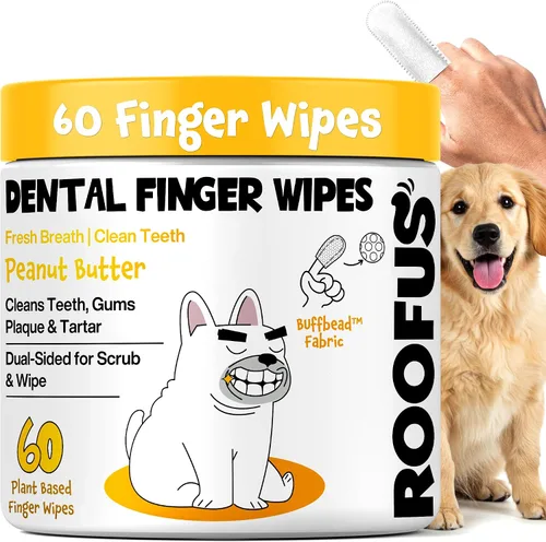 Vista 10 de Toallitas de limpieza de dientes de perro, 60 paquetes, toallitas dentales para reducir la placa y el sarro para perros y gatos, toallitas dentales