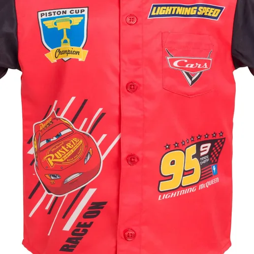 Vista 3 de Disney Mickey Mouse Lilo & Stitch Toy Story Cars Camisa hawaiana con botones para bebés y niños grandes