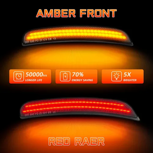 Vista 2 de Luces LED de posición laterales compatibles con Dodge Charger 2015 2016 2017 2018 2019 2020 2021 luces de parachoques delantero trasero paquete de 4
