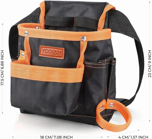 Vista 5 de YOOFAN Bolsa de herramientas - Cinturón de herramientas para electricista, carpintero, técnico de construcción, jardinería, accesorios de trabajo