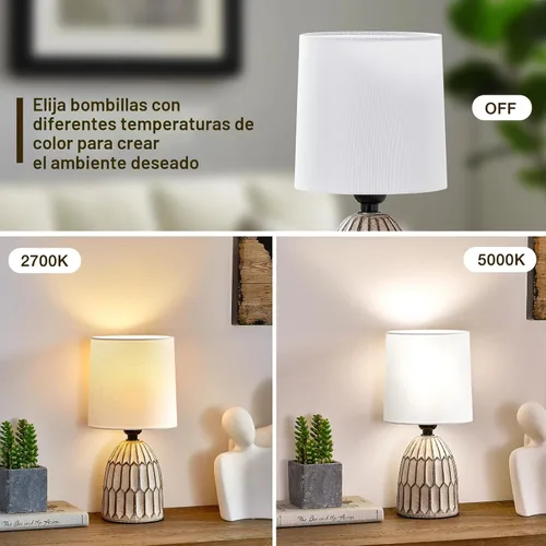 Vista 4 de EJIAXIN Juego de 2 lámparas de mesa de 13.5 pulgadas, pequeñas lámparas bohemias, lámparas de noche, lámpara de mesa rústica de cerámica