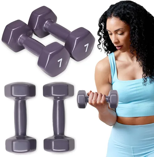 Vista 6 de SPRI Juego de 2 mancuernas de mano con revestimiento de vinilo para ejercicio y fitness, equipo de gimnasio en casa, entrenamiento de fuerza, pesas