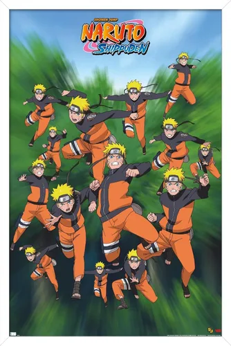 Vista 14 de Trends International Naruto Shippuden - Póster de pared de poses, 14.725 x 22.375 pulgadas, versión enmarcada de madera de granero