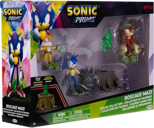 Vista 8 de Sonic Prime - Figuras de acción de 2.5 pulgadas con temática de Laberinto de Jaula Bos, 5 piezas: Sonic, Gnarly Knuckles, Mangey Tails, Tocón