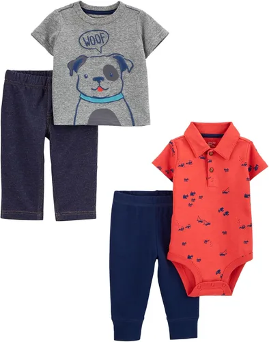 Vista 2 de Simple Joys by Carter's conjunto de enterito y pantalón para niño, 4 piezas