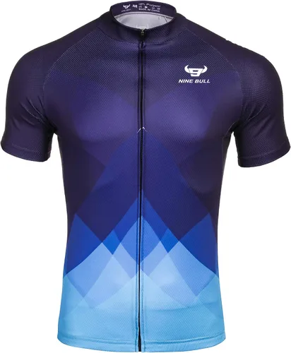 Vista 2 de nine bull Camiseta de ciclismo para hombre, manga corta, con 3 bolsillos traseros, absorbe la humedad, transpirable, de secado rápido