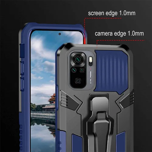 Vista 6 de Funda para Xiaomi Redmi Note 10 4G/Redmi Note 10S con [Paquete de 2] Protector de pantalla de vidrio templado, funda híbrida resistente de doble