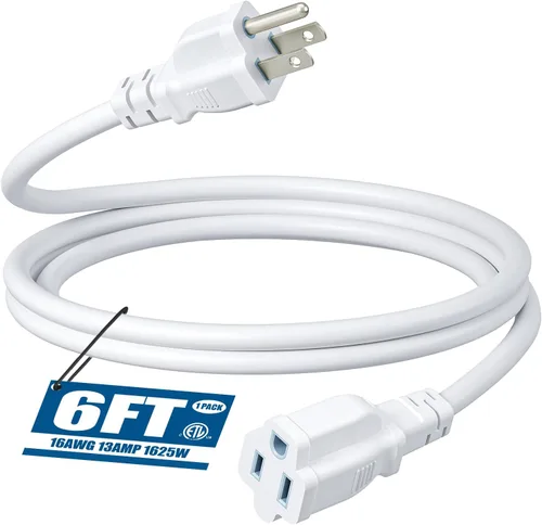 Vista 16 de DEWENWILS Cable de extensión corto, cable de alimentación SJTW de 1 pie, cable de extensión SJTW de 16 AWG resistente a la intemperie