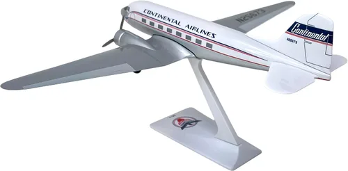 Vista 2 de Continental DC-3 Escala 1:100 - Avión de plástico a presión modelo - réplica coleccionable de aviones Continental Airlines - Parte #ADC-00300C-001