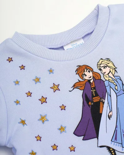 Vista 3 de Disney Frozen - Conjunto de suéter y jogger para niñas de 2 piezas, diseño de Elsa y Anna
